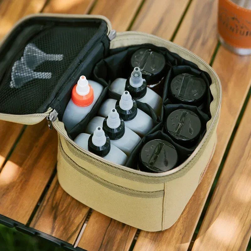 Outdoor camping Seasoning Dispenser Spice Containers Camping seasoning jar Camping Spice Kit Set with Travel Storage Bag 3