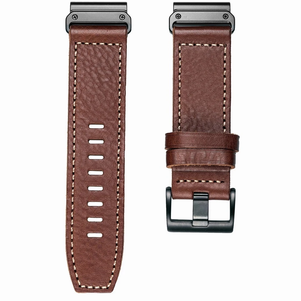 

HEMSUT Leathe Watch Band For Garmin Cowhide Wrist Strap Compatible With Fenix/Tactix/Forerunner/Vivoactive/Approach/MARQ/Quatix