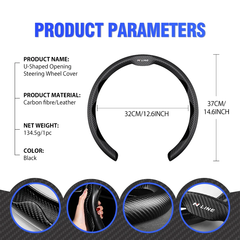 탄소 섬유 가죽 자동차 핸들 커버 현대 소나타 i30 i20 Tucson Elantra Kona N Line 용 내구성 자동차 용품