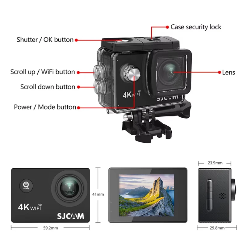 SJCAM SJ4000 Air Waterproof Action Camera 4K 30FPS 170° Wide-Angle Multifunctional Outdoor Sports Action Cam 2