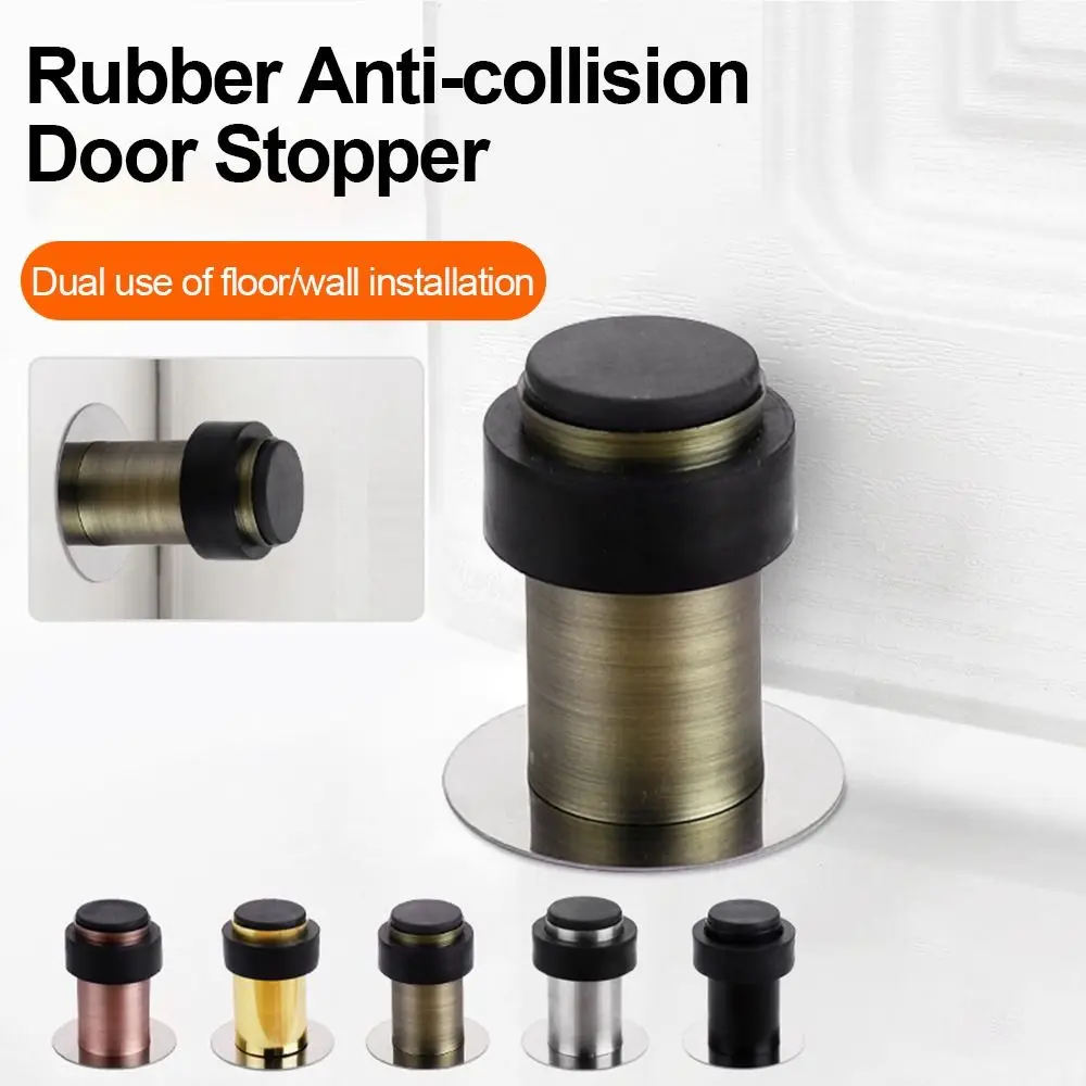 Stainless Steel Rubber Door Stopper 46mm/60mm Anti Collision Floor Holder Wall Protector Door Rear Doorstop Hardware door stopper silicone door stopper magnetic door stopper door stopper bumpers