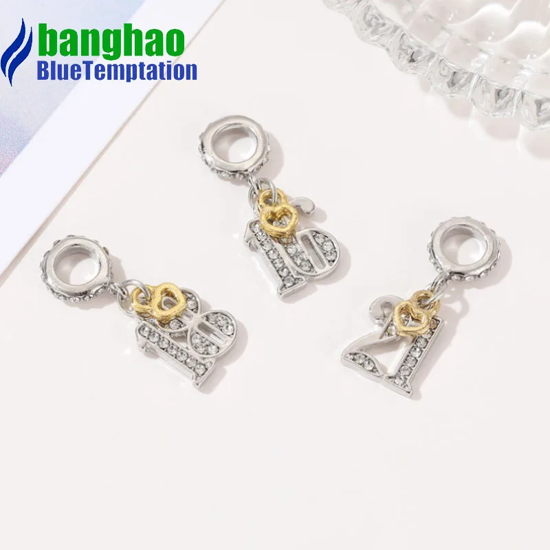 Wholesale DIY Fashion number Charm for making accessories for jewelry alloy pendants bracelets beads DGB1506