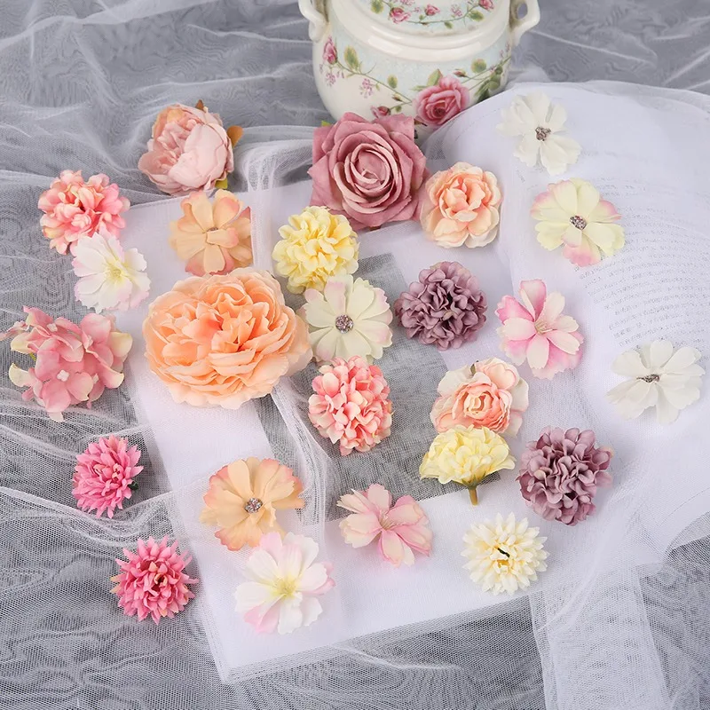 1Bag Rose Artificial Flowers Mixed Fake Flower Garden Wedding Decoration Party Home Room Decor Craft DIY Wreath Gift Accessories