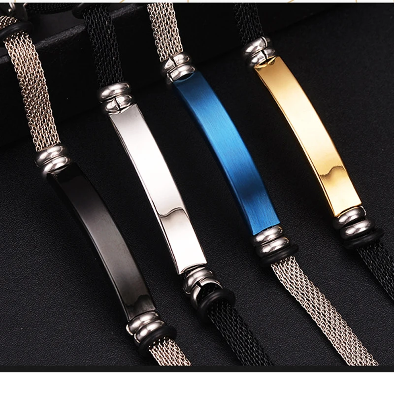 10pcs Stainless Steel Bracelet Blank For Engraving To Record Metal Blanks Bracelets DIY Personalized