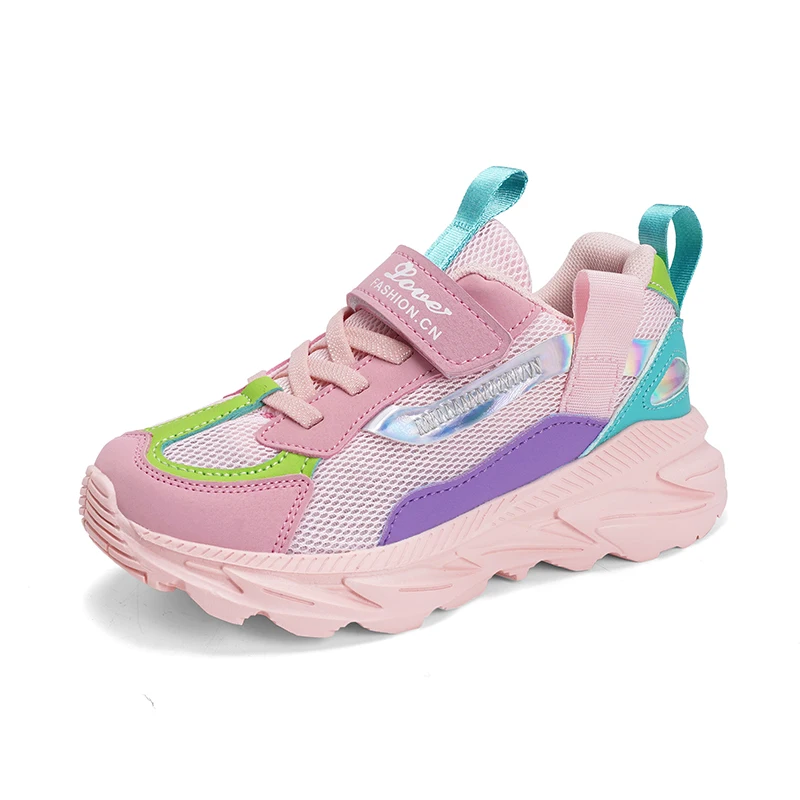 أحذية جري للفتيات، شبكة مسامية، أحذية رياضية ناعمة ومريحة للأطفال، أحذية جري عصرية وغير رسمية في الهواء الطلق