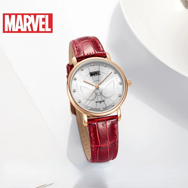 Disney Gift With Box Original Marvel Avengers Spider Man Luxury Women Quartz Watch Rhinstone Thin Case Relogio Masculino