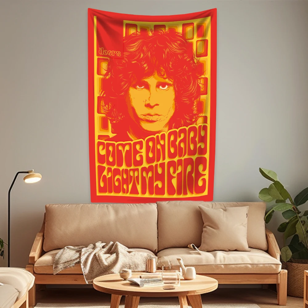 

American Rock Singer Jim Tapestry Morrisons Home Decoration Wall Hanging Carpets Dormitory Party Background Cloth Concert Decor