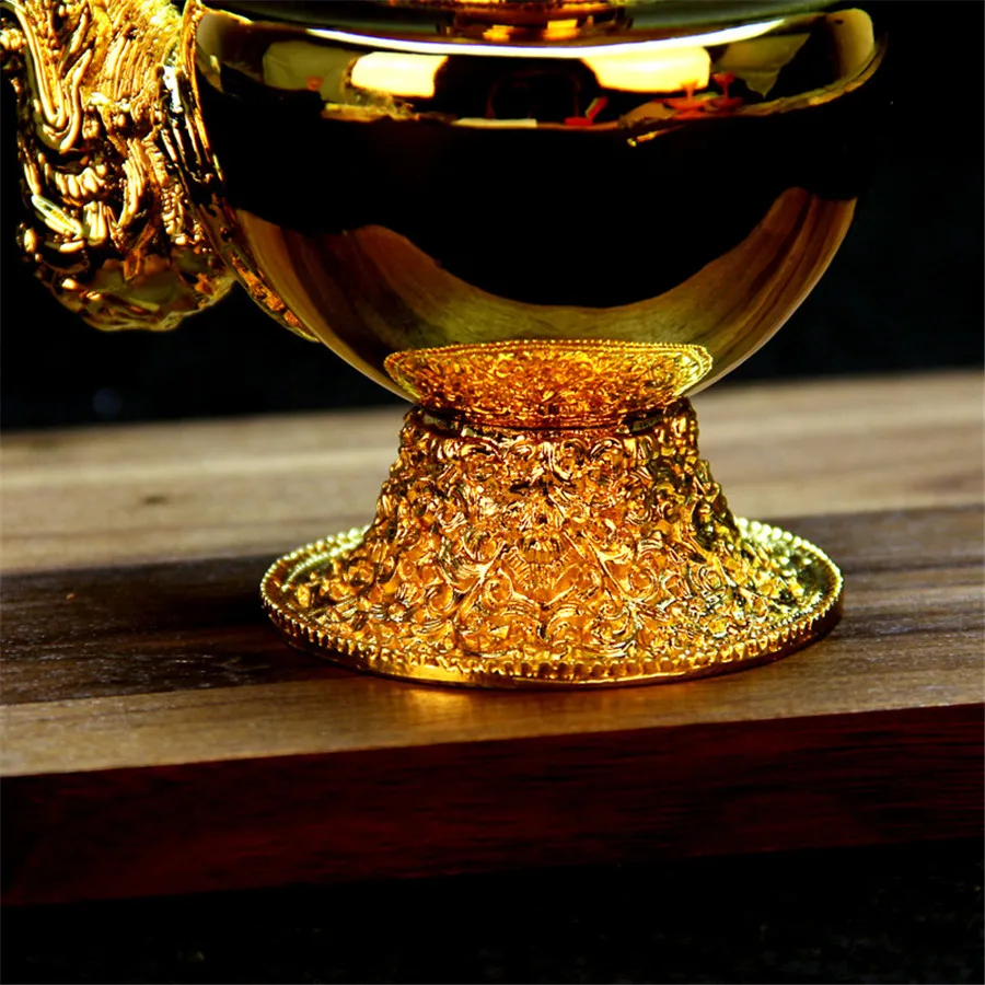 Tibetan Buddhism Supplies Eight Auspicious Symbols High-End Gilt Alloy Biba Pot Water Filter Bottle Holy Sacrificial Vessel 6