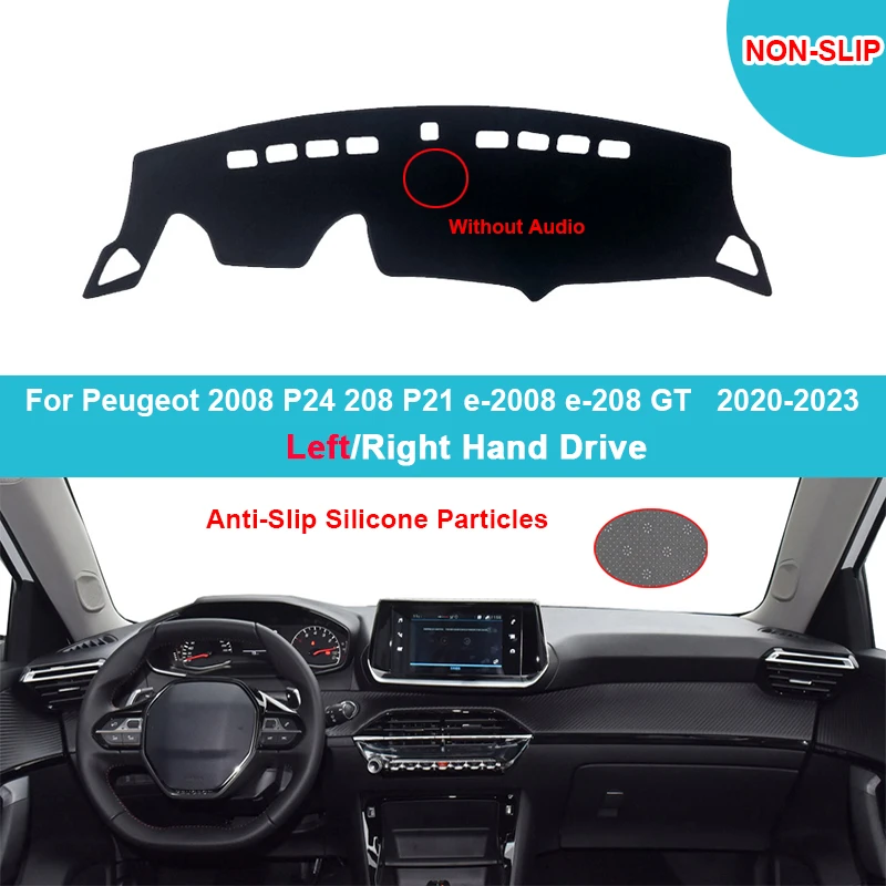 Copertura Del Cruscotto Dell'Auto Dashmat Per Peugeot 2008 P24 208 P21 E-2008 E-208 Gt 2020-2023 Flanella Pelle Scamosciata Poliestere Protezione Del 
