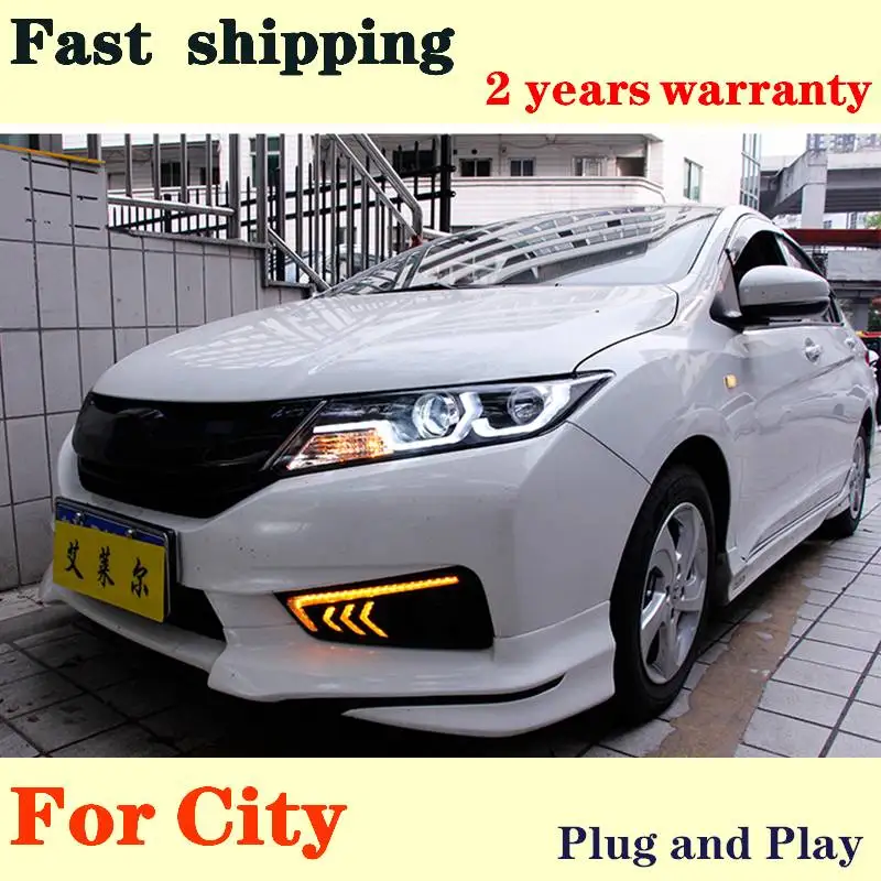 

Car Styling For Honda City 2014-2016 LED Headlight For City Head Lamp With Double LED DRL Double lens Bi-Xenon HID KIT Assembly