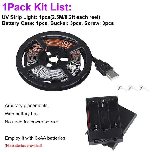 Battery powered uv light strip best sale