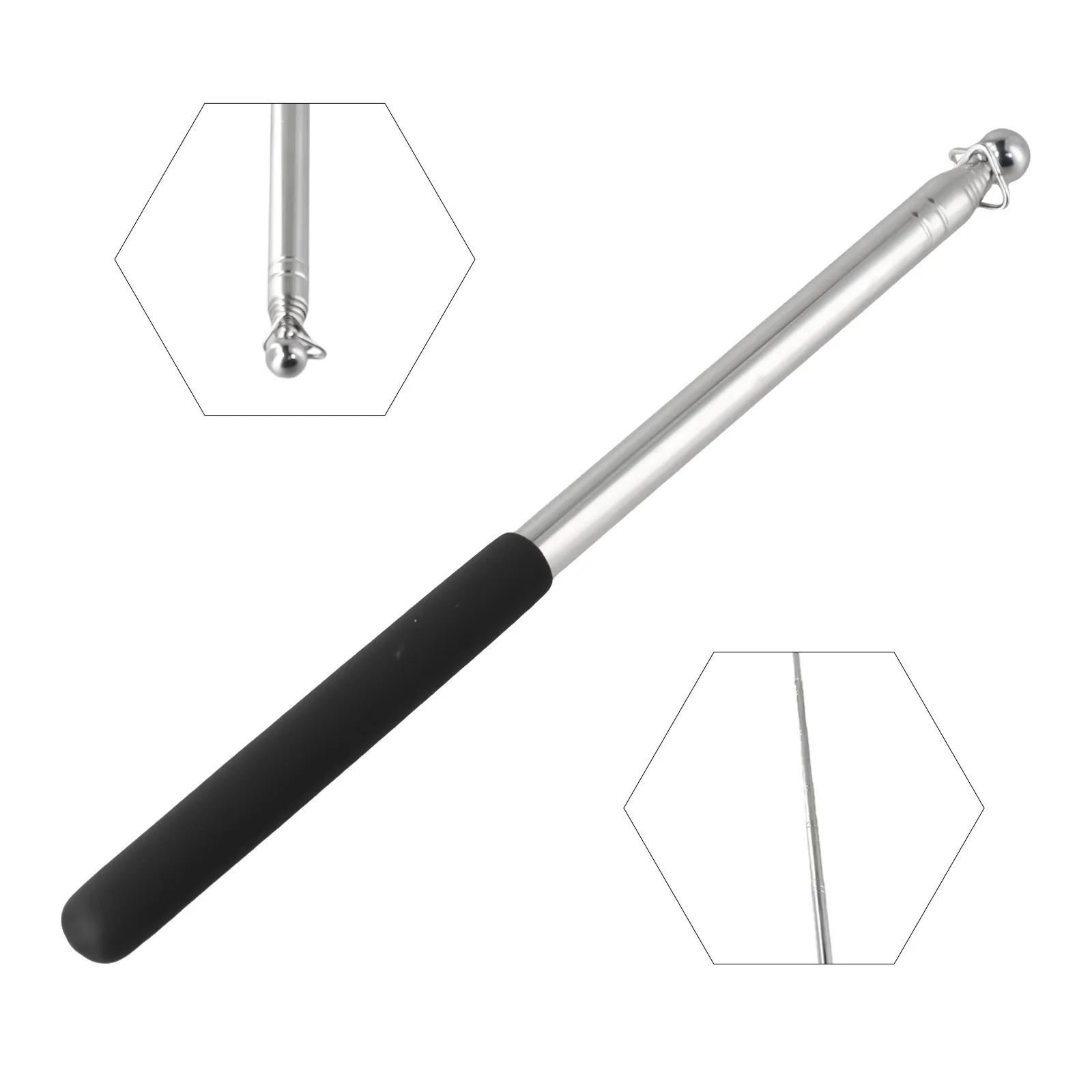 1.6M Telescopic Flag Pole Stainless Steel Retractable Portable Handheld Hairdryer Pointer Diameter 20mm Handle Length 11cm