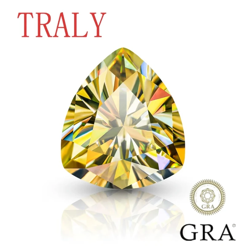 

Yellow Colour Moissanite Loose Stone Trillion Cut Lab Grown 1CT- 5CT Gemstone Pass Diamond Teste with GRA Certificate Jewelry