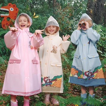 Korean Fashion Raincoat Stay Dry & Comfy in the Rain Outdoor Walking Cycling Kids Poncho Hooded Jacket For Girls & Boys