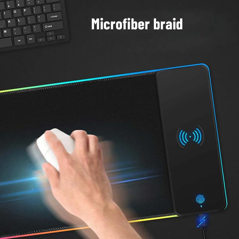 Mairuige New RGB Wireless Charging Mouse Pad tappetino da scrivania su misura Dropshopping tappetini per Mouse Pad esteso fai da te per Mouse del Computer
