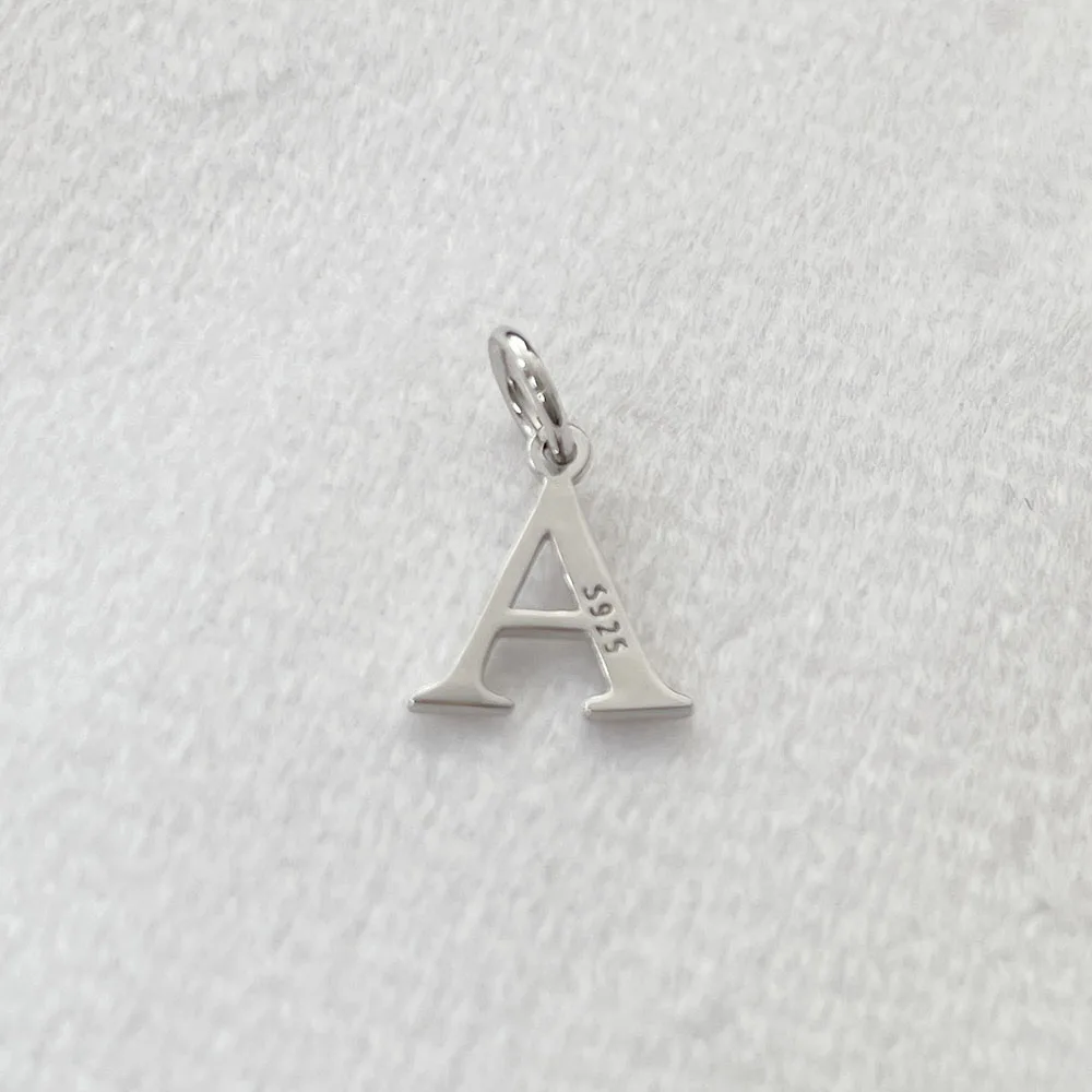 silver necklace charms silver pendant 925 sterling silver letters A-Z initial charms pendant women girls gift friends men jewelry