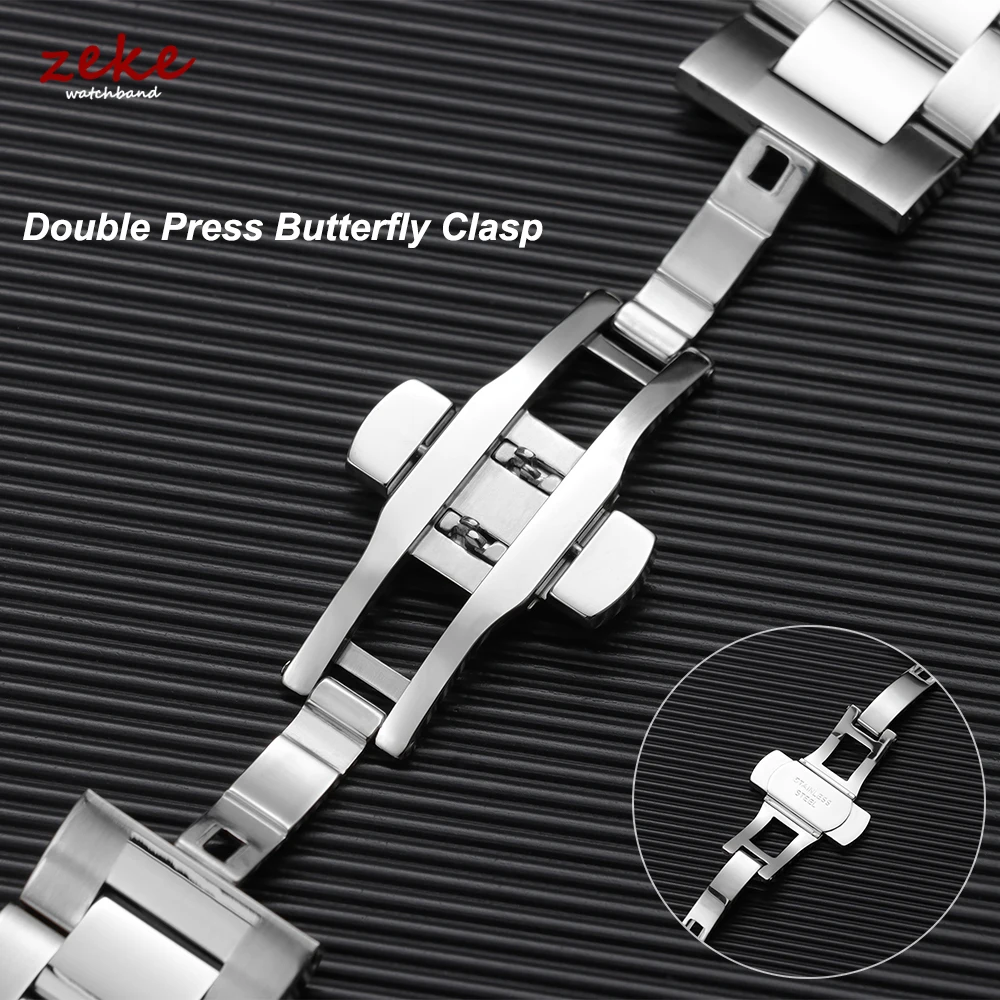 Elegant Silver Stainless Steel Butterfly Clasp Wristband - Universal Sizes