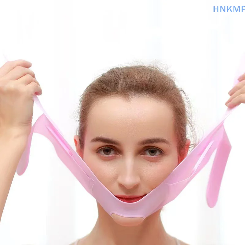 실리콘 V 페이스 리프팅 붕대, 얼굴 조각 슬리밍 밴드, 퍼밍 피부 이완 마사지, 페이스 리프트 마스크, 자체 가열, 1 개