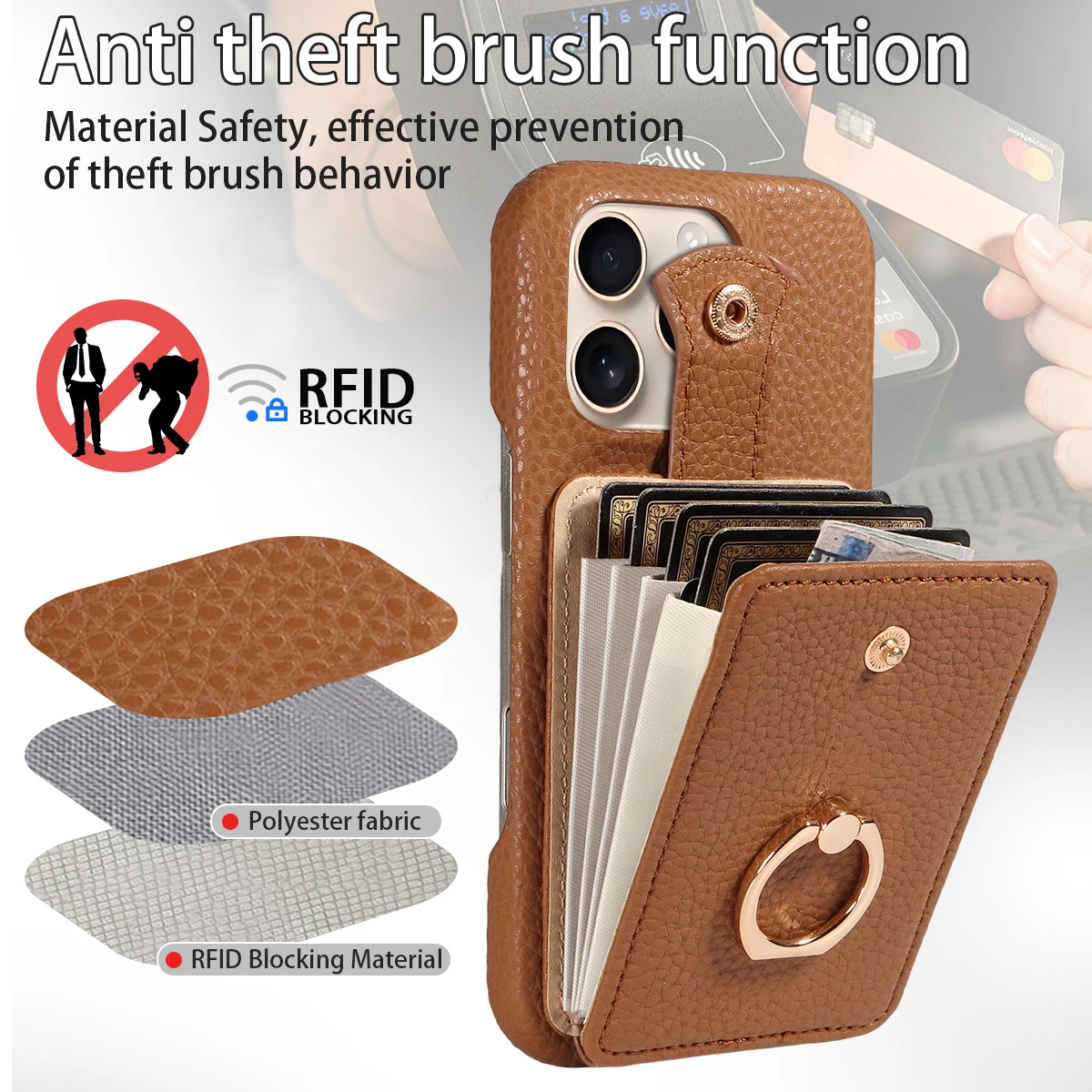Fashionable Leather Multi-Card Wallet Stand Phone Case - Portable & Multifunctional Protective Cover