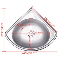 RV Kitchen Bathroom Sink Wall Mount Single Bowl Strainer+Down Pipe Stainless Steel Triangle Corner Sink Basin 2