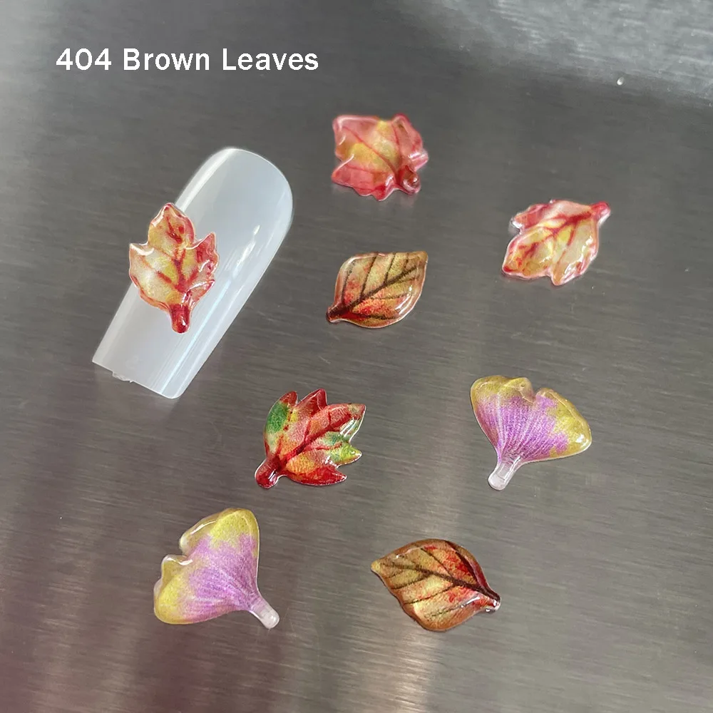 

-Коричневые листья-желе в осеннем стиле, 3D украшения из смолы в форме листьев гинкго, смешанные безделушки для ногтей, 404