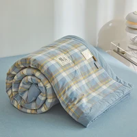 Couette d'été tout en coton à longues agrafes, couette matelassée avec climatisation, lavable à carreaux, doudoune douce pour lit Double, queen size 2