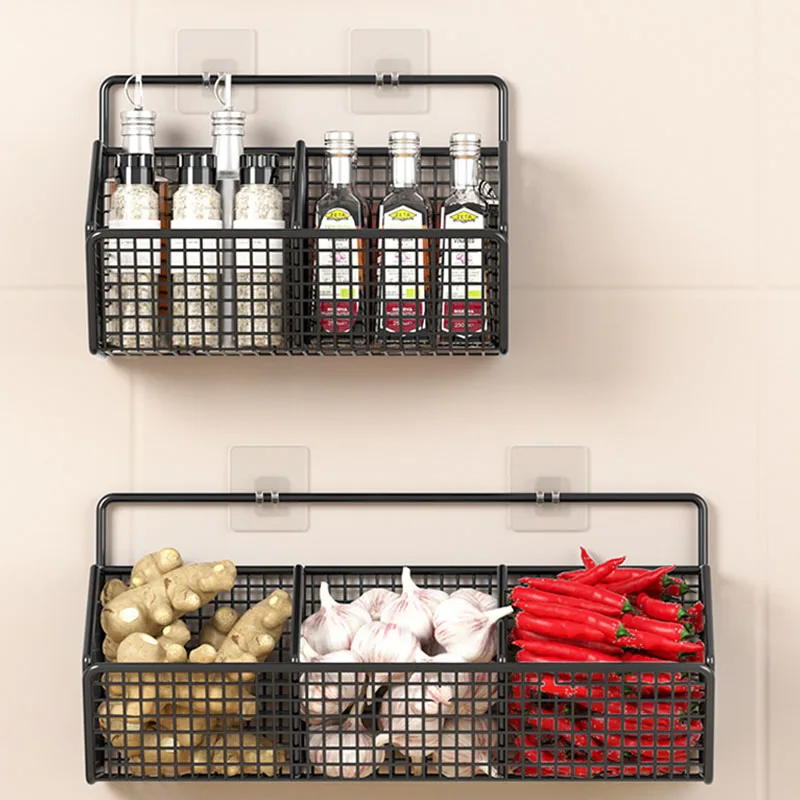 Description Picture 4 of itemWall Mounted Kitchen Storage Basket Suitable for Durable Metal Wire Storage of Spices, Garlic, Onions, and Vegetables