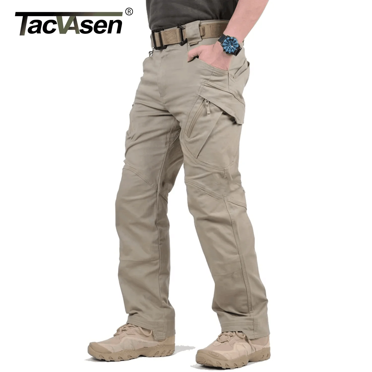 Cotton Work Pants TACVASEN IX9 City Cargo Pants Mens Multi Pockets Cotton Stretch Casual Trousers Outdoor Training Hiking Male