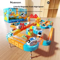 New Children'S Educational Electric Magnetic High-Speed Train Magic Track Cube Diy Magnetic Assembly Toy For Boys And Girls
