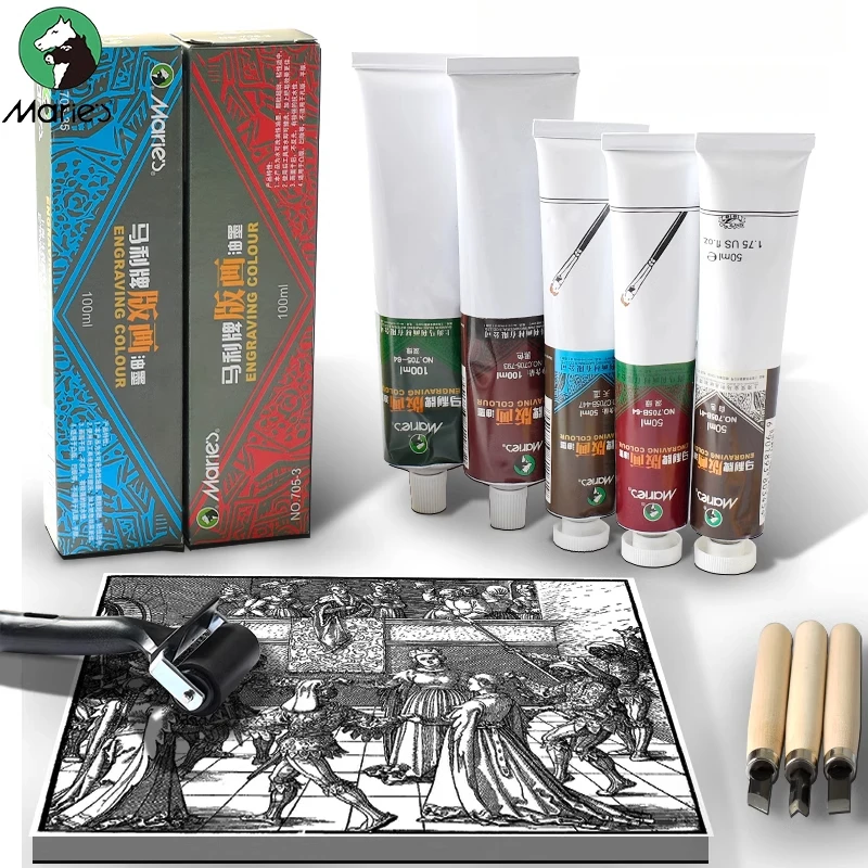 Oil-based Printmaking Ink Pigment Washable Black Printmaking Pigment Ink Color Printing Relief Print