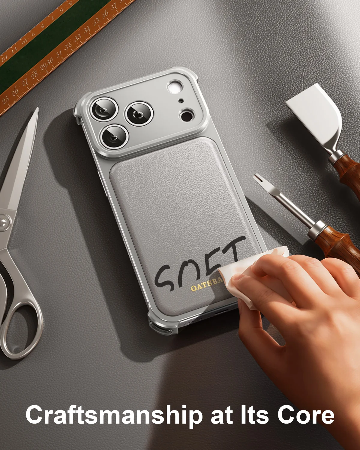 Eary Genuine Leather Case for iPhone 17 16 Pro Max Full Phone Cover Shockproof Anti-Drop Protective Shell Metal Frameless Bumper