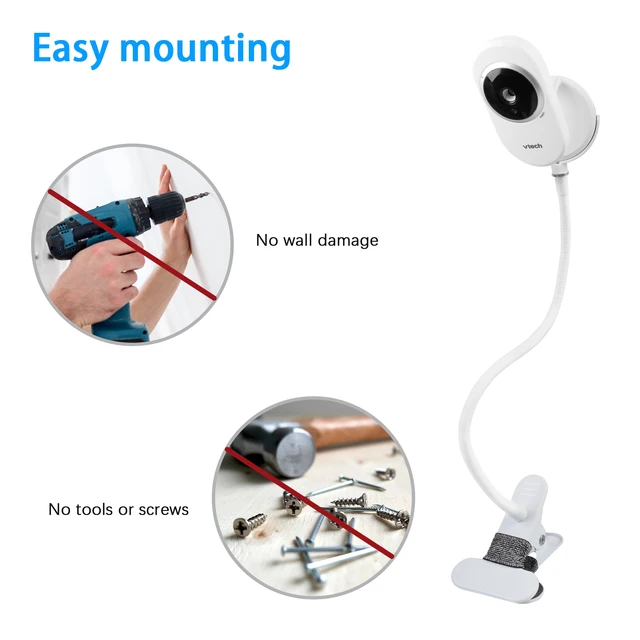 Flexible Clip Clamp Mount with Base For VTech VM350/VM320 Baby Monitor,Clip  to Crib Cot Shelves or Furniture - AliExpress