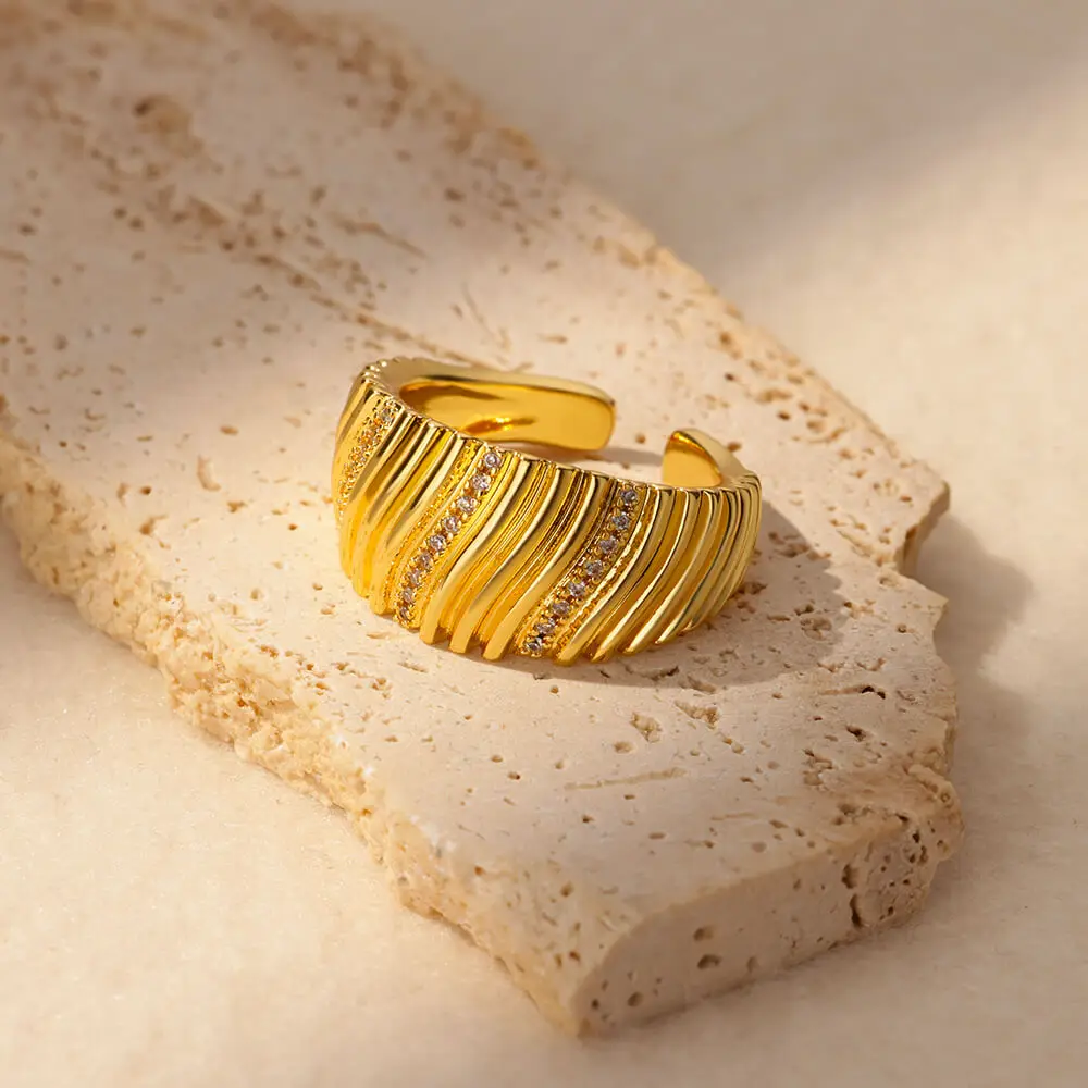 Stainless Steel Geometric Zircon Rings for Women Wedding Couple