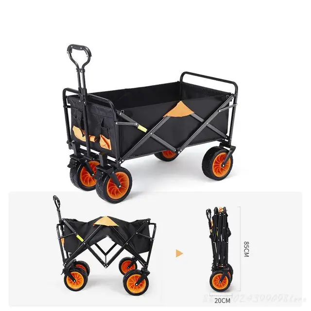 Összecsukható Kibővített Kerék Kültéri Hordozható, Állítható Hosszúságú Pull Kocsi Tábor Kemping Berendezések Bevásárló Tároló - Image 4