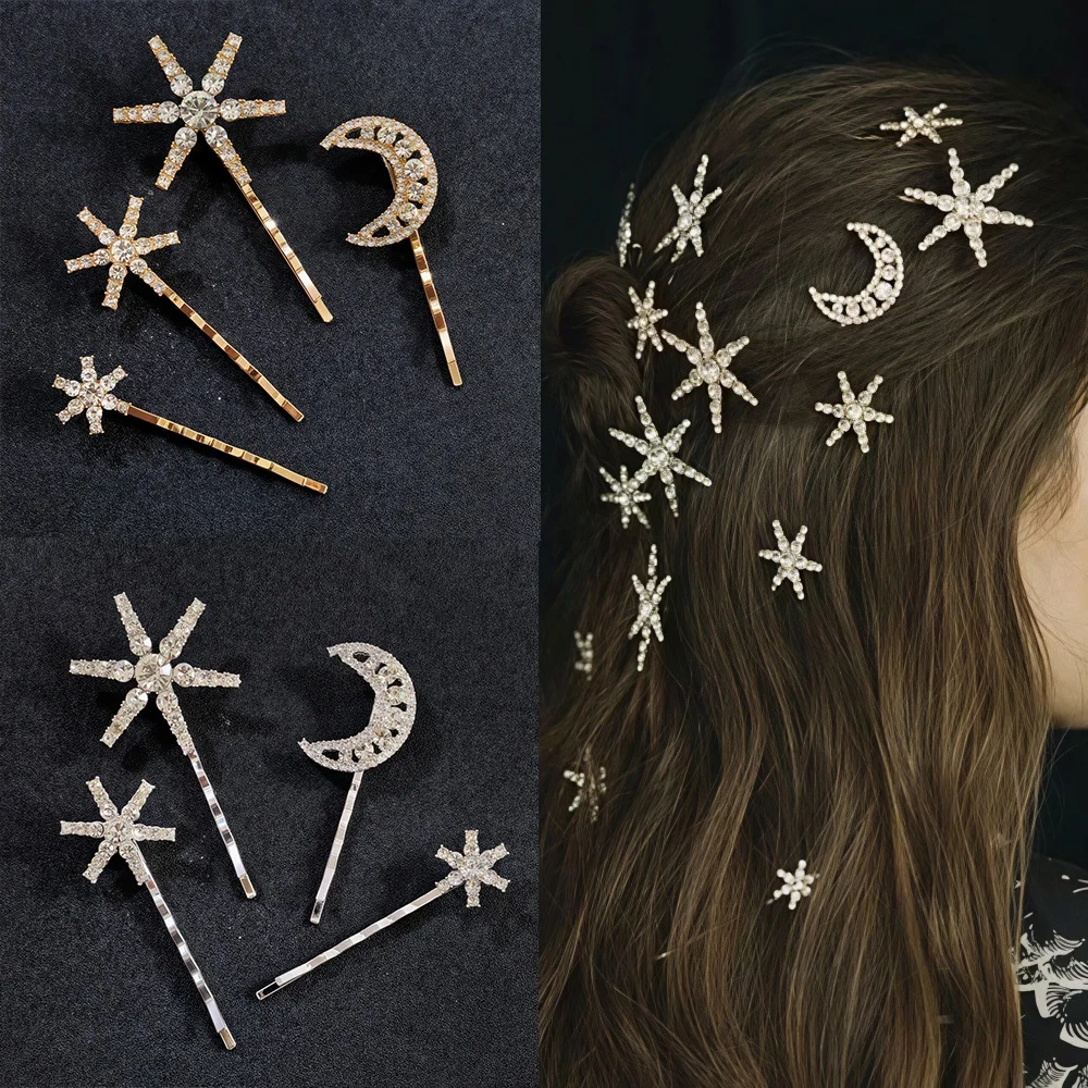 Kristall-Stern-Haarspangen für Bräute, Frauen und Mädchen, modische Metall-Haarnadeln, Hochzeits-Haarspangen, Braut-Haarschmuck – Detail 10