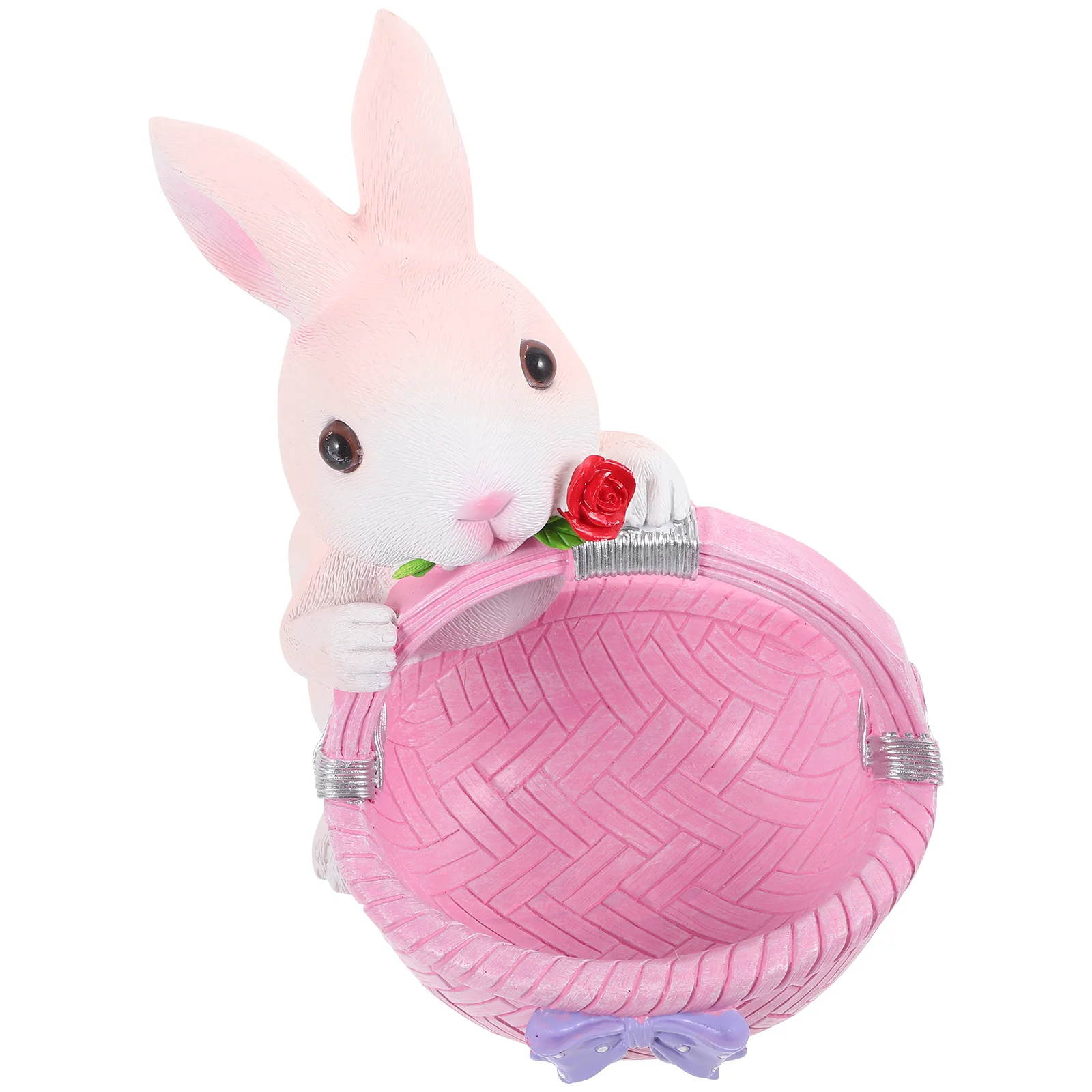 

Rabbit Basket Ornaments Home Decor Desktop Bunny Figurine Statue Resin Craft Storage Easter Decorations