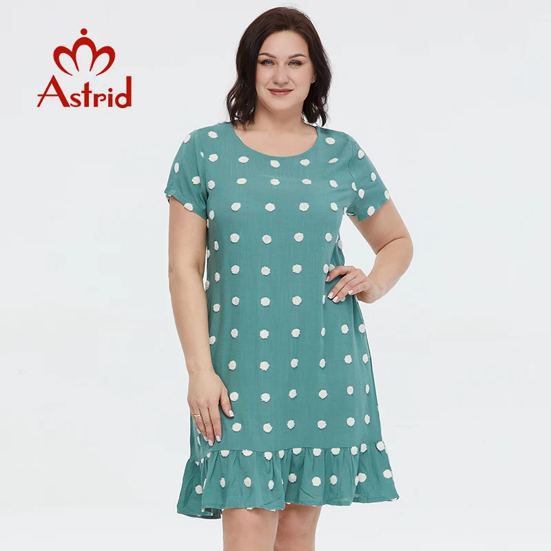Astrid Women's Summer Dress 2023 Elegant Ruffle Dress Long  Cotton Oversize Polka Dot Embroidery Design Pocket New In Dresses