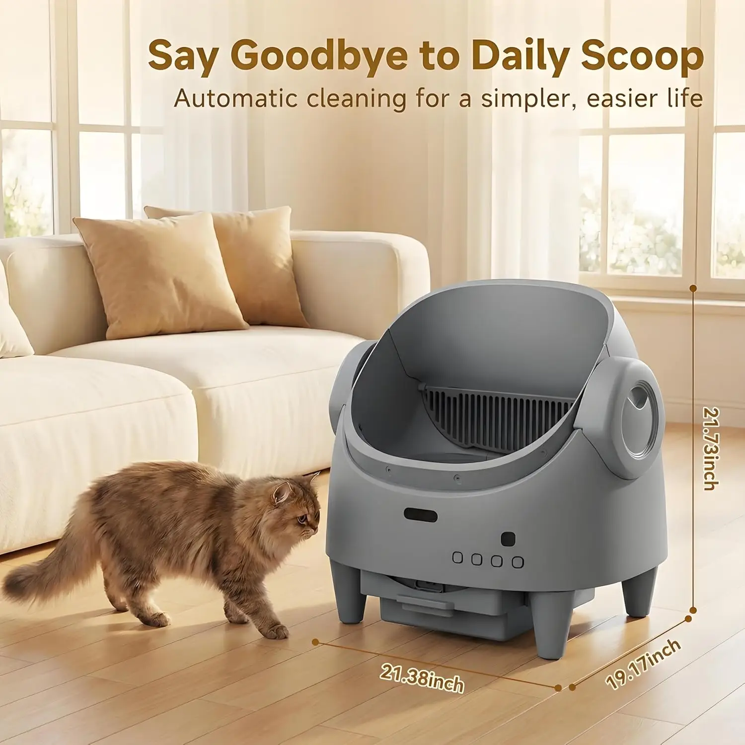 Smart Automatic Self-cleaning Cat Litter Box With App Control_voghion.com