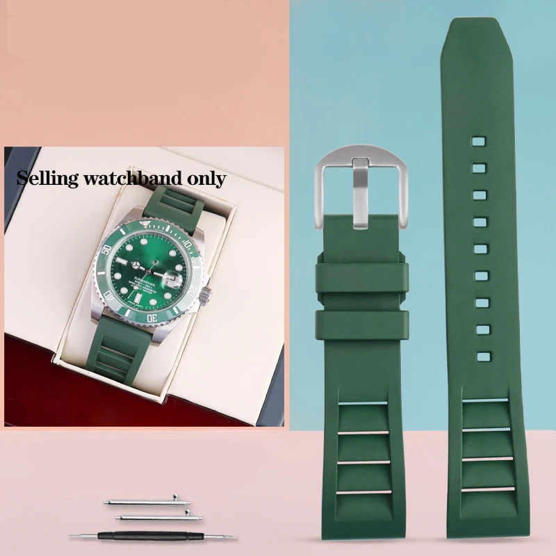 thumbnail image 1 of Correa de reloj de caucho fluorado de liberación rápida de 20 mm y 22 mm para Seiko PROSPE, Breitling, Citizen, pulsera extendida transpirable, 1 of 5