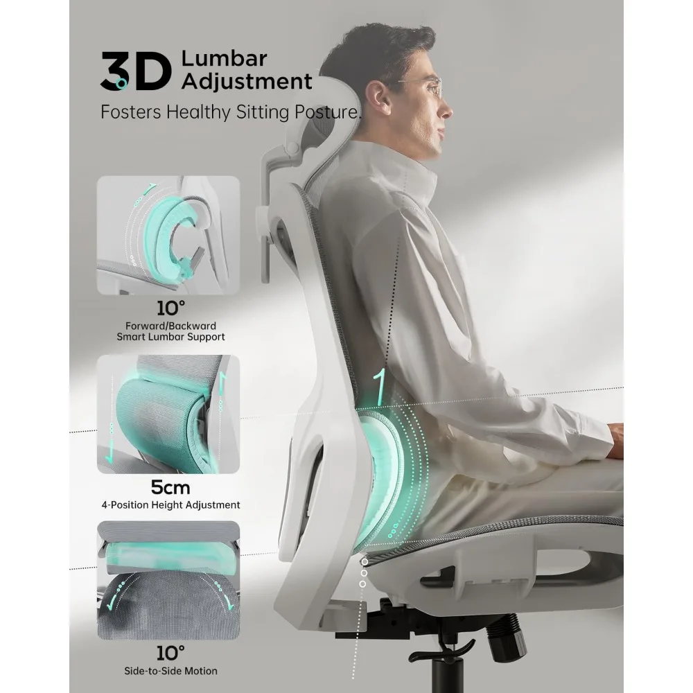 P2 Pro Ergonomic Office Chair, Office Chair with 3D Lumbar Support, Big and Tall Mesh Chairs with 3D Arms, Headrest & Comfortab 3