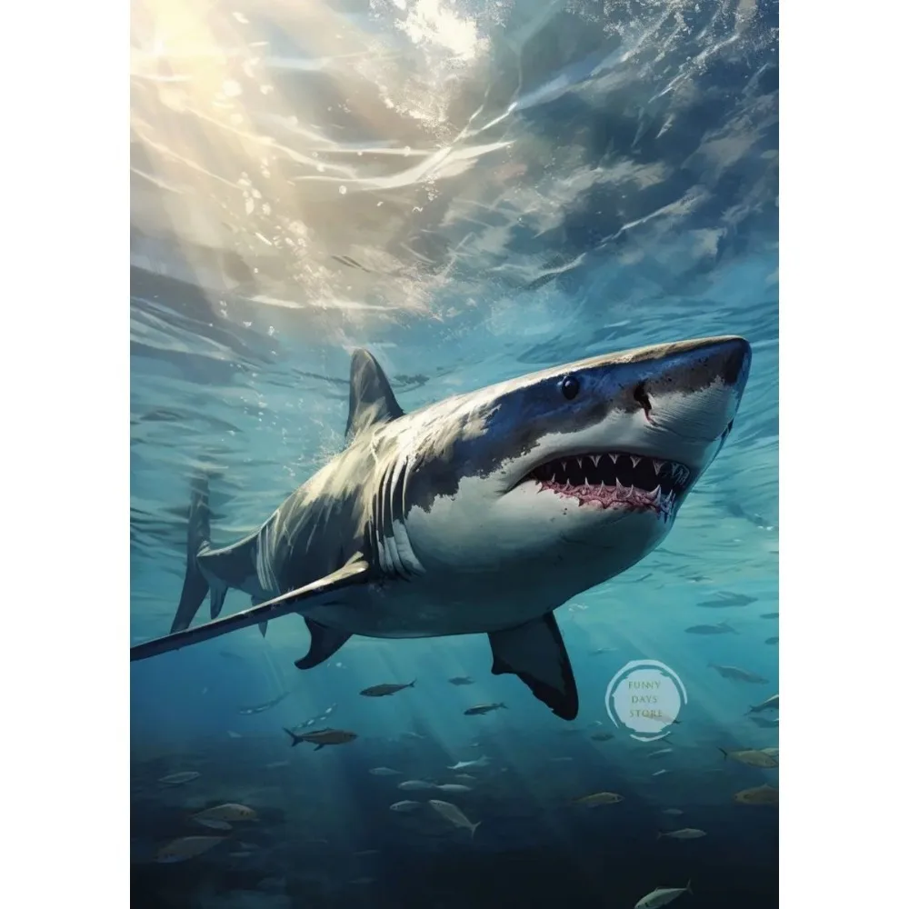 Great White Shark Ocean Giants Canvas Art - Nature Wall Decor Poster