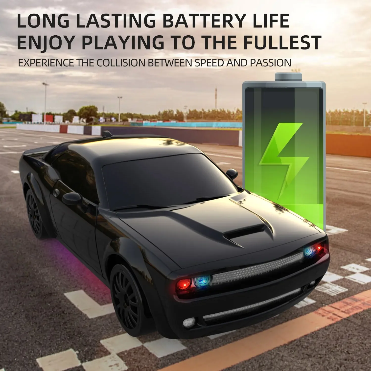 FQD10 1/20 Challenger Remote Control Car Fully Proportional 4WD Gyroscope Drift Car Racing Simulation Model Toy Gift 5