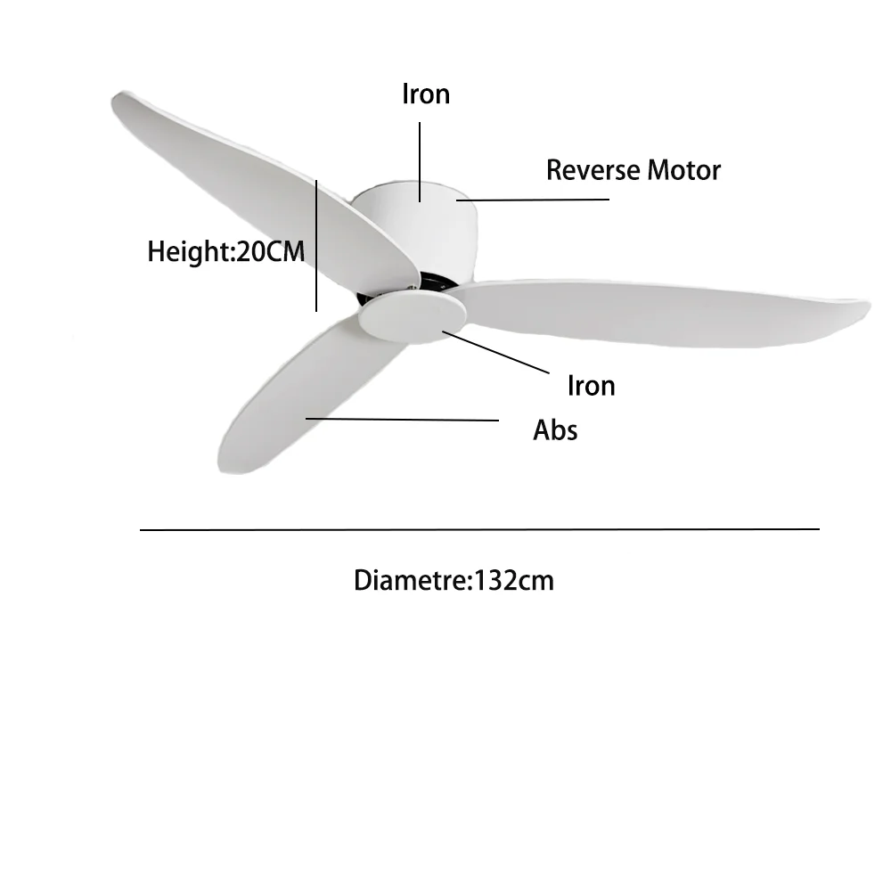 Ceiling Fan No Light 36 42 52 Inch DC Motor Remote Control Cooling Fans Lamp Low Floor Ceiling Fan White Black Color FAN 2