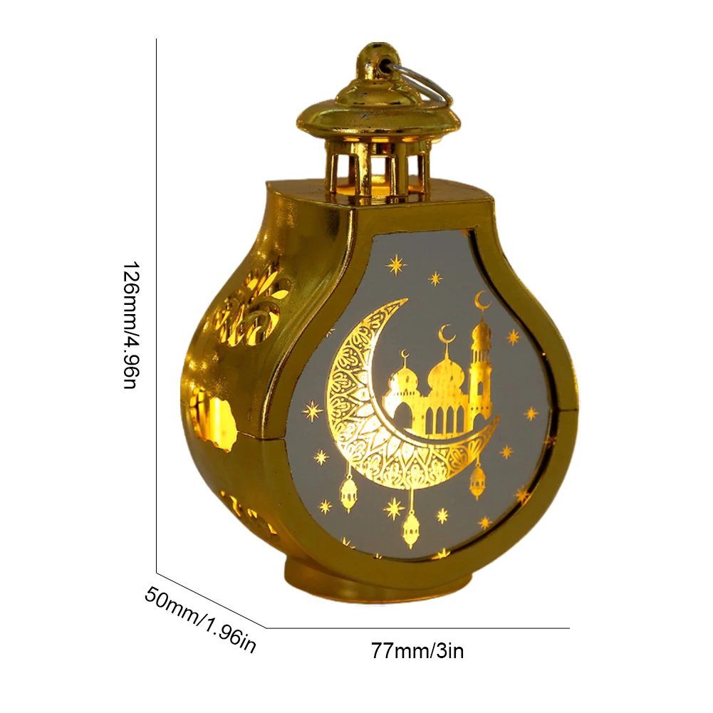 Muslim Ramadan Lantern LED Eid Al Adha Night Light Ornament Islamic Muslim Party Retro  Mubarak Moon Star Lamps Party Decoration