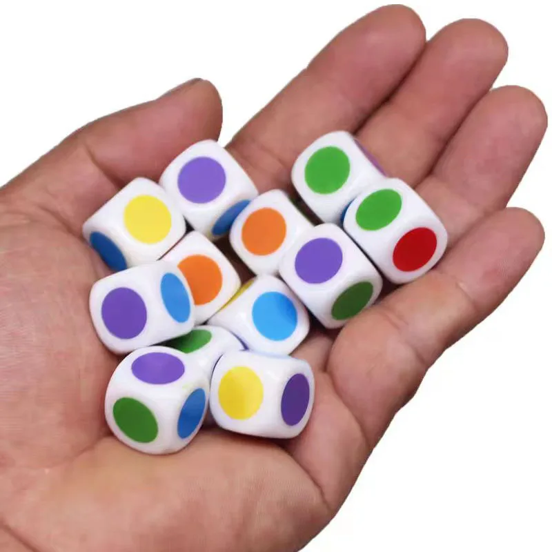 30PCS Math Games Dice With Colored Dots 16MM Classroom Teaching Supplies Kids Learning Resources Educational Toys