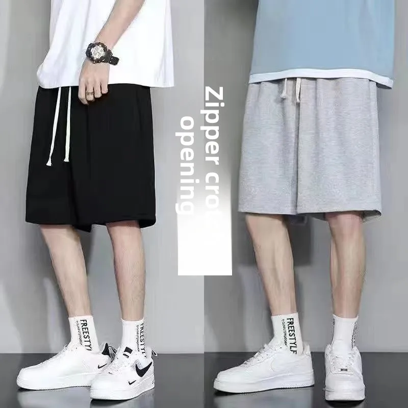 Summer Men's Outdoor Pure Cotton Double Head Invisible Zipper Loose Thin Sport Casual orts Convenient Toilet Youth Vitali...