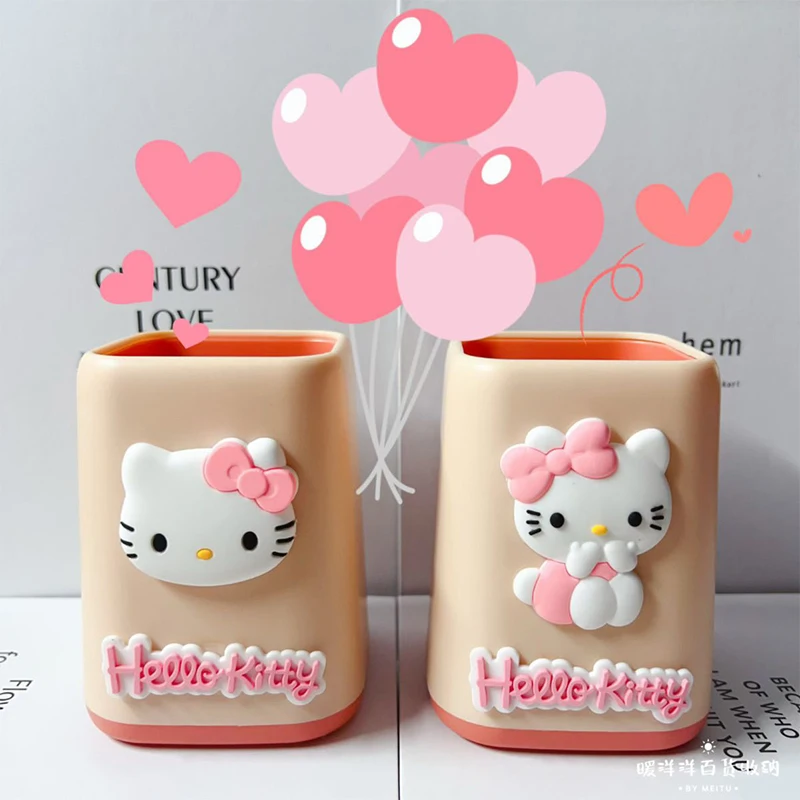

Children Hello Kitty Kuromi Anime Kawaii Sanrio Pen Holder Multi-Functional Cute Storage Pen Bucket Stationery Gifts Toys