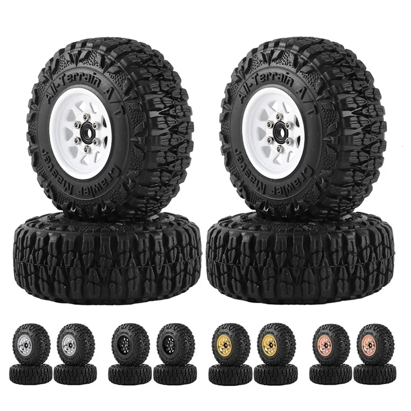 

4pcs 50mm Metal 1.0" Beadlock Deep Dish Wheel Tire Set For 1/18 1/24 RC Crawler Car Axial SCX24 AX24 TRX4M FCX24 Upgrade Parts