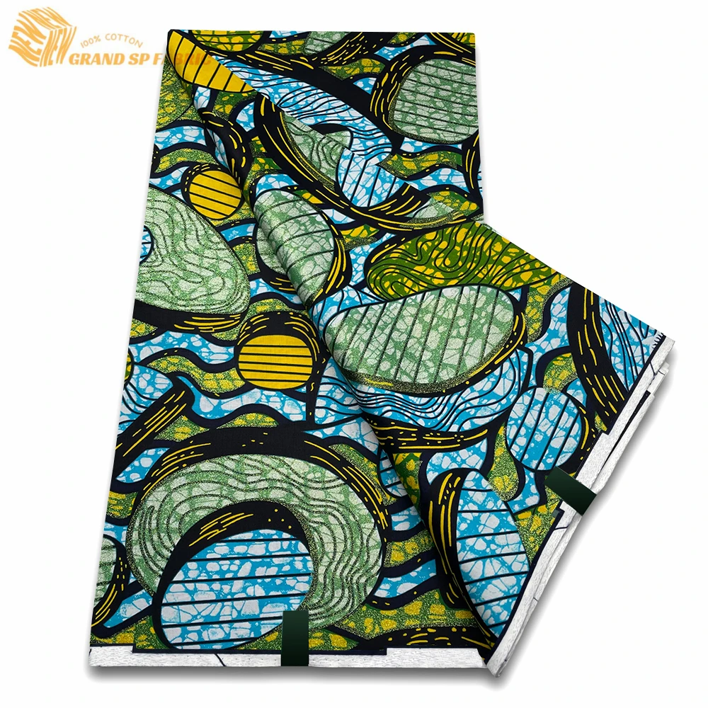 

Grand Super Fabric African Wax Fabric 100% Cotton High Quality Wax Print Ankara Fabric For Sewing 6yards Women Fabric VLS0599