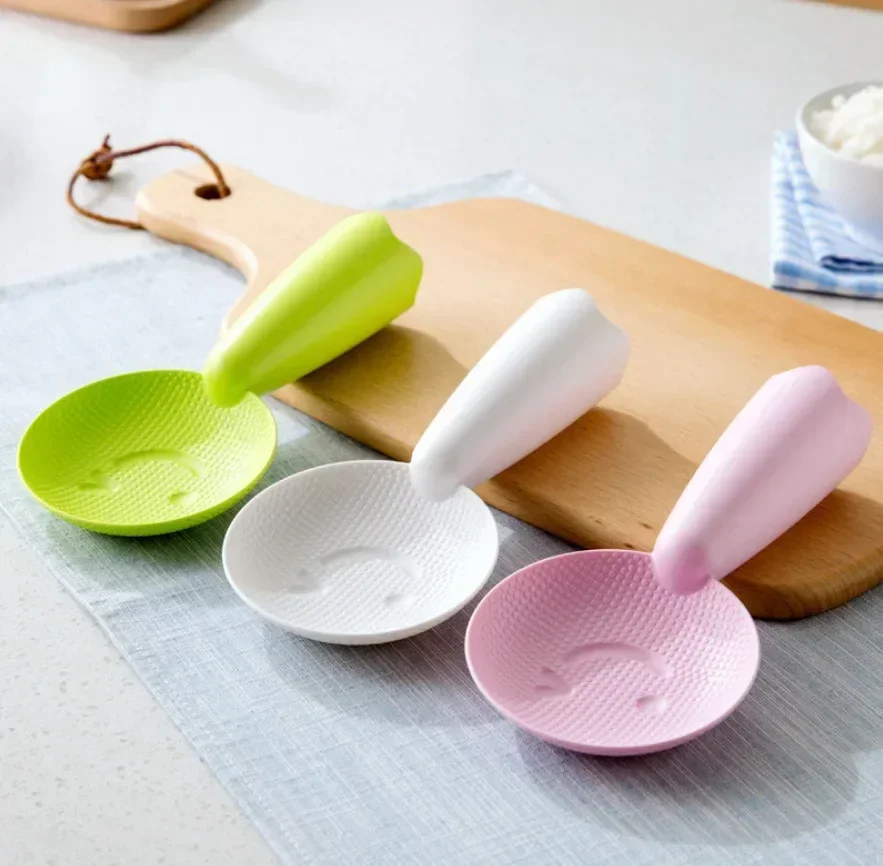 Non-Stick Plastic Rice Spoon Cute Smiley Face Rice Spatula Scoop Cooker Long Cooking Rice Scoop Kitchen Utensil Tableware Tools